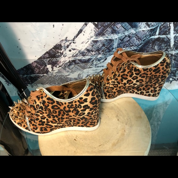 Sergio Todzi Studded Cheetah Wedge Booties - Picture 4 of 6